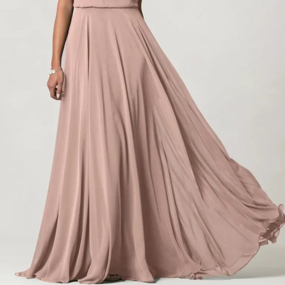 Reduced price! New Jenny Yoo bridesmaid w/tags-Inesse Chiffon Whpd Apricot sz 2 - Picture 2 of 6